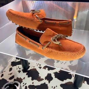 orange suede leather cole haan nike air collaboration driver shoes